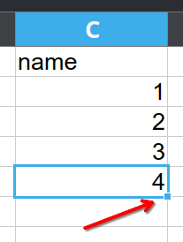extending the values down the row