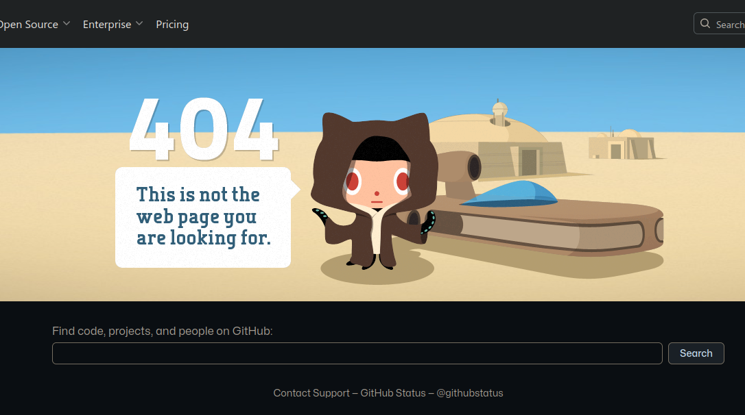 A screenshot showing the github 404 page on the invidious2NewPipe project